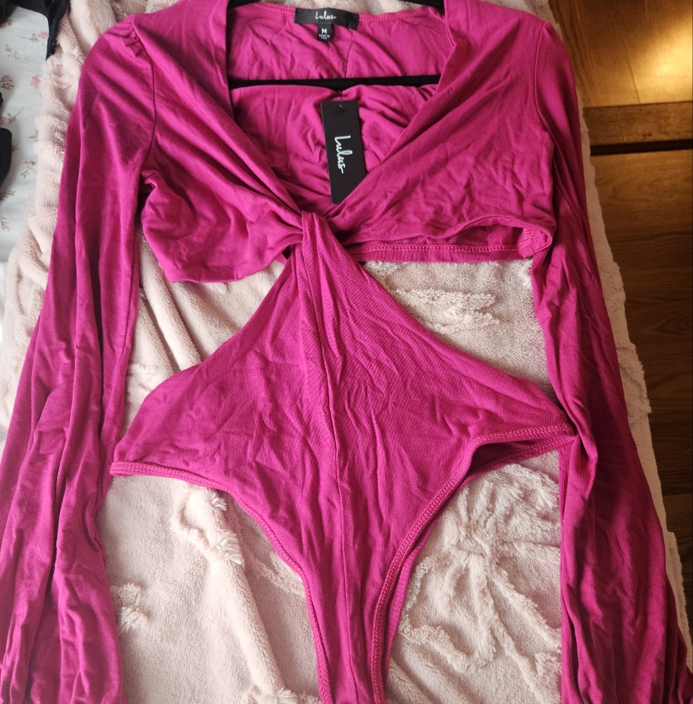 Lulu's Pink Cutout Bodysuit